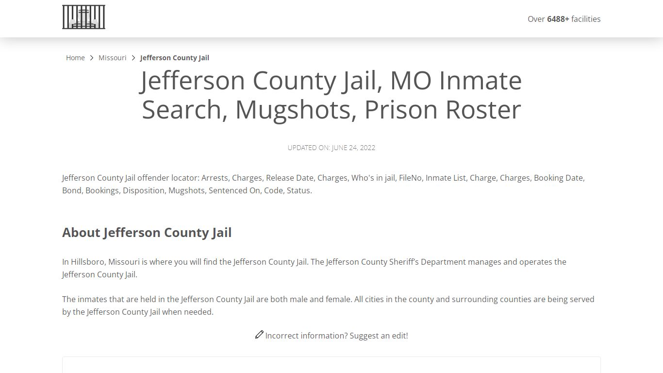 Jefferson County Jail, MO Inmate Search, Mugshots, Prison ...